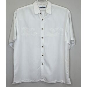 Maui Clothing Co Hawaiian Shirt Mens XL White Wool Blend Short Sleeve Pineapples